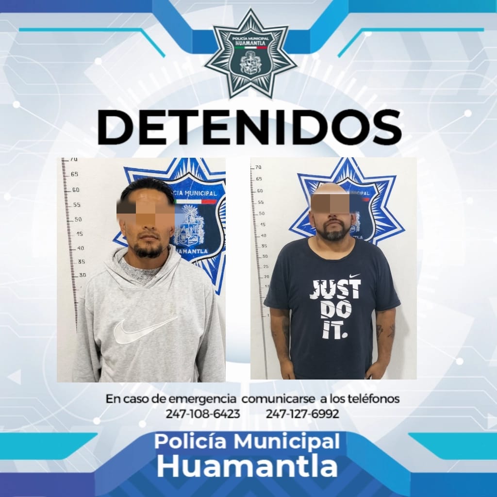 Detiene Policía de Huamantla a dos hombres por escandalizar en la vía pública