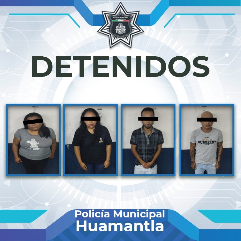 DETIENE POLICÍA DE HUAMANTLA A CUATRO PERSONAS POR ROBO DE CELULARES